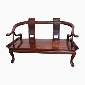 Chinese Carved Wooden Bench Seat, Late 19th Century-SYQ-1726175