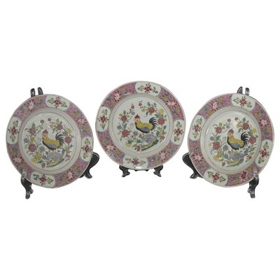 Chinese Ceramic Plates, Mid-20th Century, Set of 3-ZCI-2029267