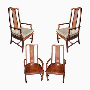 Chinese Chairs in Wood & Silk, Set of 4-TCS-1743096