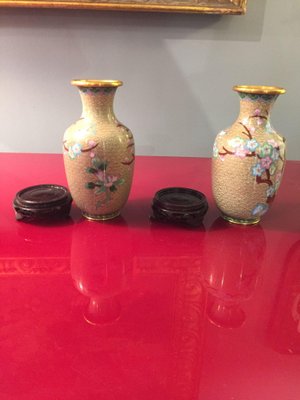 Chinese Cloisonné Vases in Enamel and Gild, 1920-HQI-1335905