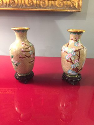 Chinese Cloisonné Vases in Enamel and Gild, 1920-HQI-1335905