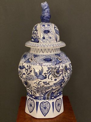 Chinese Delft Decor Fô dog Vase, Mid-20th Century-QKG-1765004