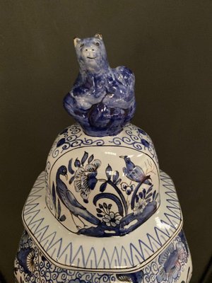 Chinese Delft Decor Fô dog Vase, Mid-20th Century-QKG-1765004