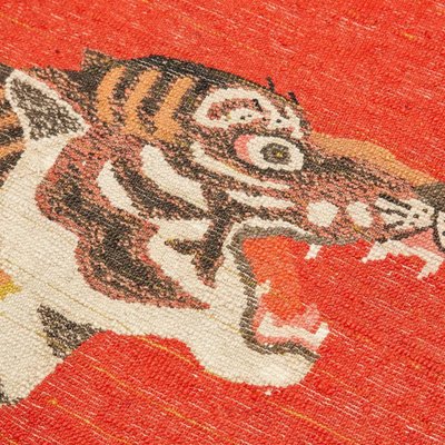 Chinese Export Hand Knotted Wool Pao Tou Tiger Rug, 1900-WM-1274635