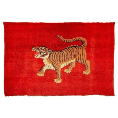 Chinese Export Hand Knotted Wool Pao Tou Tiger Rug, 1900-WM-1274635