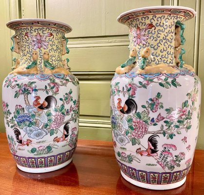 Chinese Famille Rose Vases, Set of 2-HLV-1738463