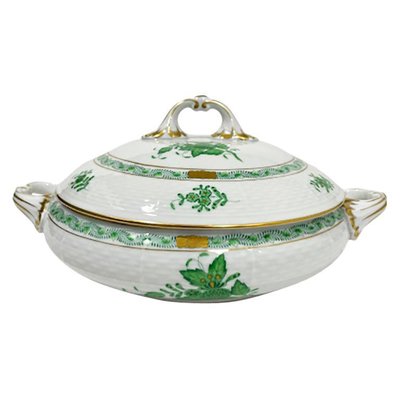 Chinese Green Bouquet Apponyi Tureen with Handles in Porcelain-UCH-1224423