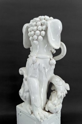 Chinese Guardian Lions in White Ceramic, Set of 2-XNH-1804483