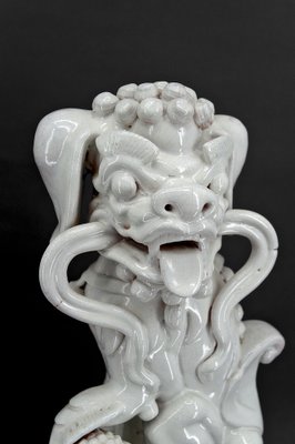 Chinese Guardian Lions in White Ceramic, Set of 2-XNH-1804483