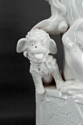 Chinese Guardian Lions in White Ceramic, Set of 2-XNH-1804483