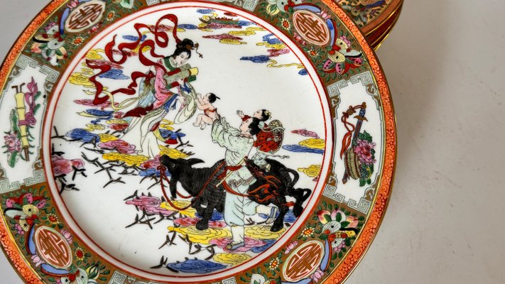 Chinese Hand Painted Plates, 1960, Set of 5-UR-2034072