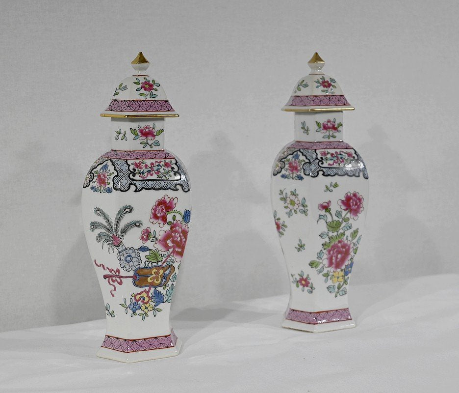 Chinese Hexagonal Vases in Earthenware