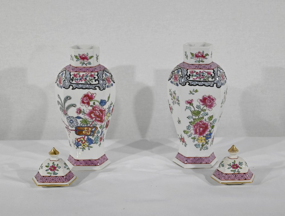 Chinese Hexagonal Vases in Earthenware