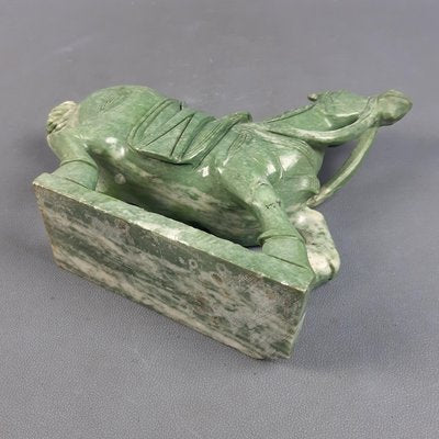 Chinese Jade Horse Sculpture on Wooden Base, 20th Century-PWG-2036746