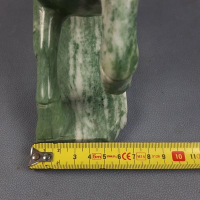 Chinese Jade Horse Sculpture on Wooden Base, 20th Century-PWG-2036746