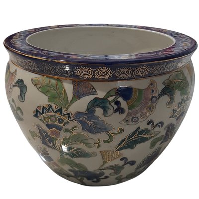 Chinese Jardiniere Porcelain with Flower Decoration, 1920s-TCS-1175280