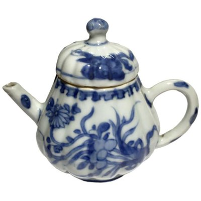 Chinese Kangxi Blue and White Porcelain Pumpkin Shaped Teapot-UCH-1224527