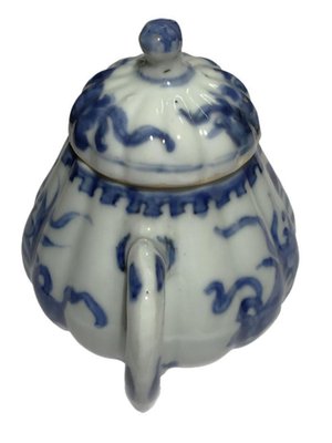 Chinese Kangxi Blue and White Porcelain Pumpkin Shaped Teapot-UCH-1224527