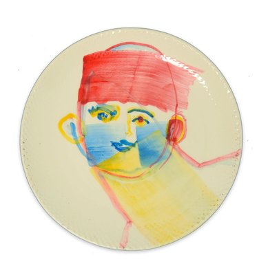 Chinese Man - Original Hand-made Flat Ceramic Dish by A. Kurakina - 2019 2019-ZCI-758699