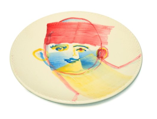 Chinese Man - Original Hand-made Flat Ceramic Dish by A. Kurakina - 2019 2019-ZCI-758699