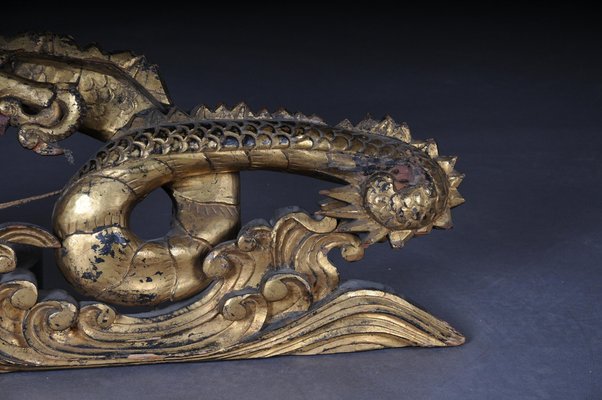 Chinese Ming Dragon Wall Decoration in Giltwood-FLW-1401742