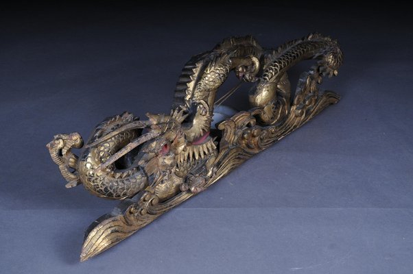 Chinese Ming Dragon Wall Decoration in Giltwood-FLW-1401742