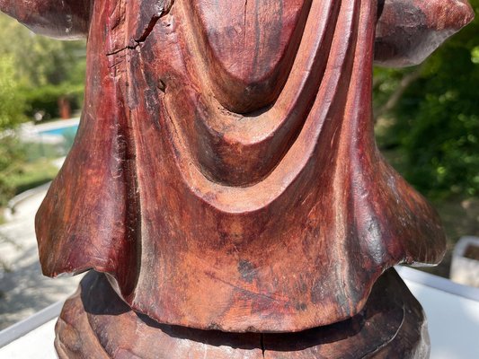 Chinese Patinated Wooden Buddha Sculpture-UR-1326501