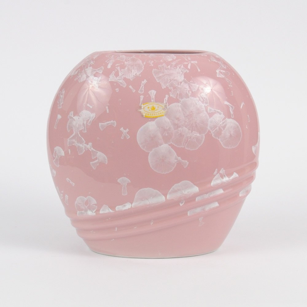 Chinese Pink Crystalline Glazed Ceramic Vase from Shen Shou, 1980s