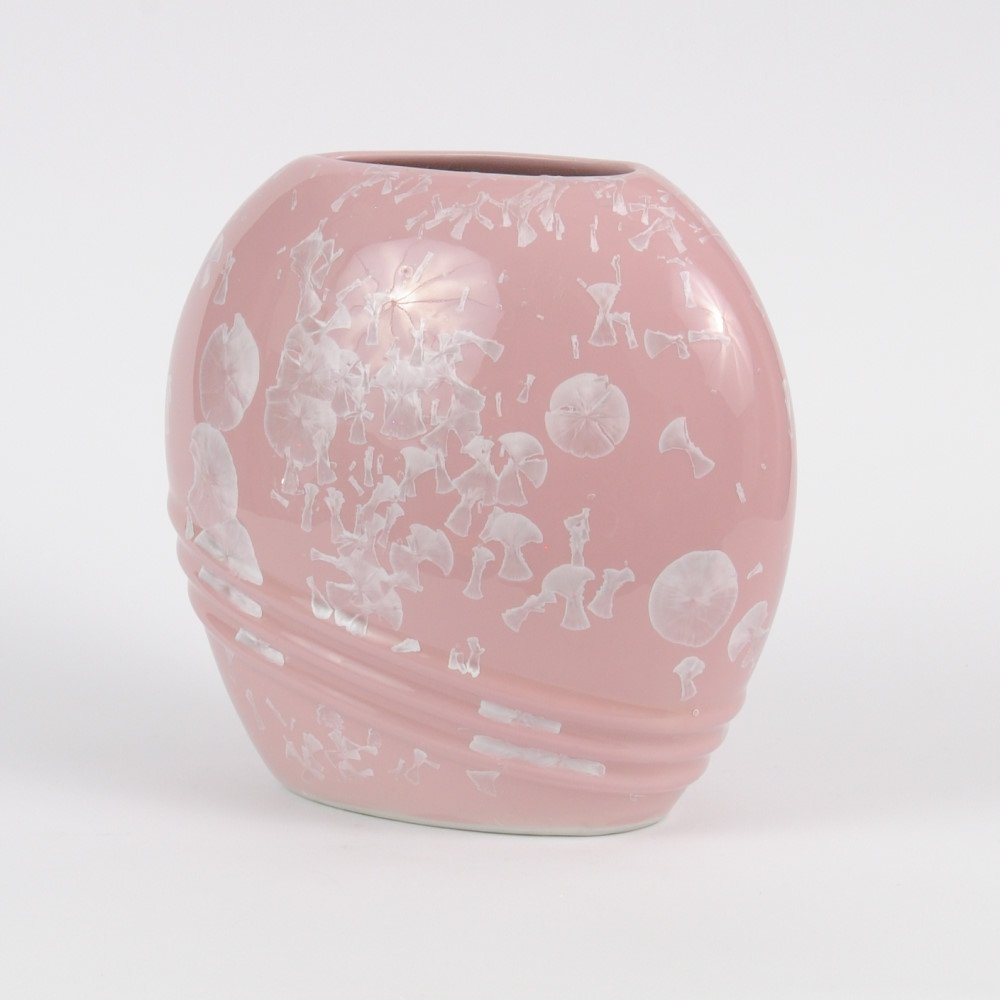 Chinese Pink Crystalline Glazed Ceramic Vase from Shen Shou, 1980s