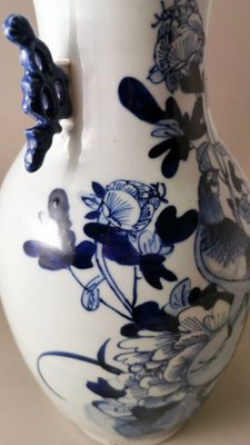 Chinese Porcelain Baluster Vase with Cobalt Blue Floral Decoration, 1888-QRS-1761540