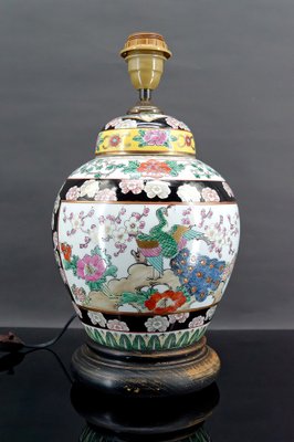 Chinese Porcelain Lamp Decorated with Flowers and Peacocks, 1890s-XNH-1807978