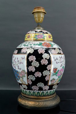 Chinese Porcelain Lamp Decorated with Flowers and Peacocks, 1890s-XNH-1807978