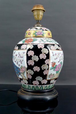 Chinese Porcelain Lamp Decorated with Flowers and Peacocks, 1890s-XNH-1807978