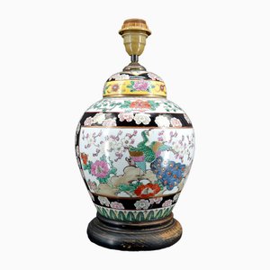 Chinese Porcelain Lamp Decorated with Flowers and Peacocks, 1890s-XNH-1807978