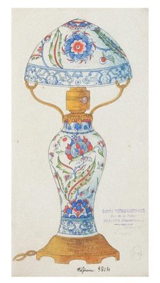 Chinese Porcelain Lumen, 1890s, Ink and Watercolor-ZCI-829360