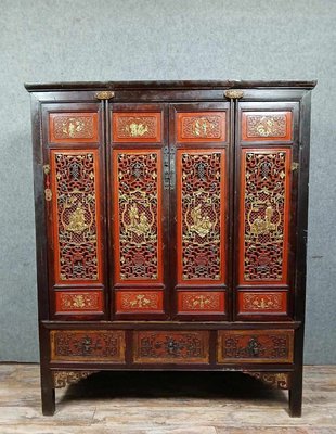 Chinese Red Lacquer Cabinet, Late 19th Century-MWB-2021603