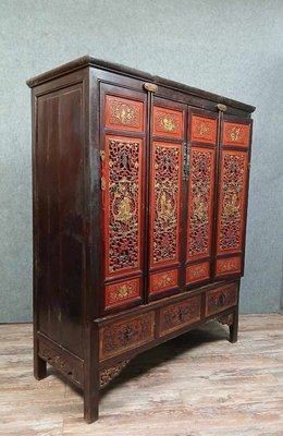 Chinese Red Lacquer Cabinet, Late 19th Century-MWB-2021603