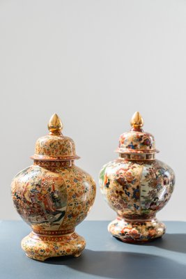 Chinese Royal Satsuma Vases in Hand Decorated Ceramic, 1960s, Set of 2-KNM-1440811