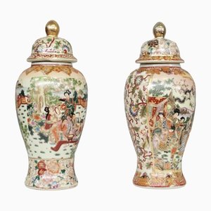 Chinese Royal Satsuma Vases in Hand Decorated Ceramic, 1960s, Set of 2-KNM-1440811