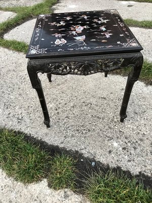 Chinese Side Table in Black Lacquered Wood, 1950s-OXJ-834113