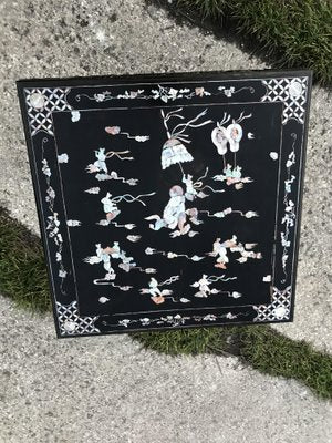 Chinese Side Table in Black Lacquered Wood, 1950s-OXJ-834113