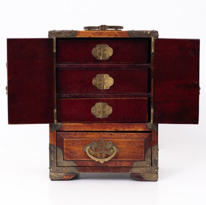 Chinese Walnut Jewelry Box, 1960s-GCG-1016563