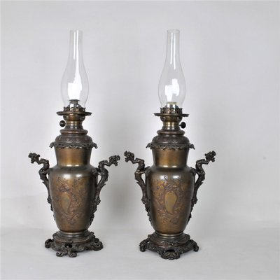 Chinoisantes Bronze Oil Lamps, Set of 2-SYQ-946713