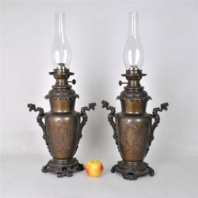 Chinoisantes Bronze Oil Lamps, Set of 2-SYQ-946713