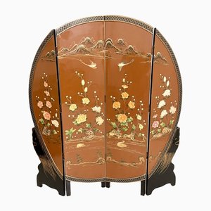 Chinoiserie and Black Lacquer Four-Panel Folding Screen Room Divider, 1930s-FB-1405259