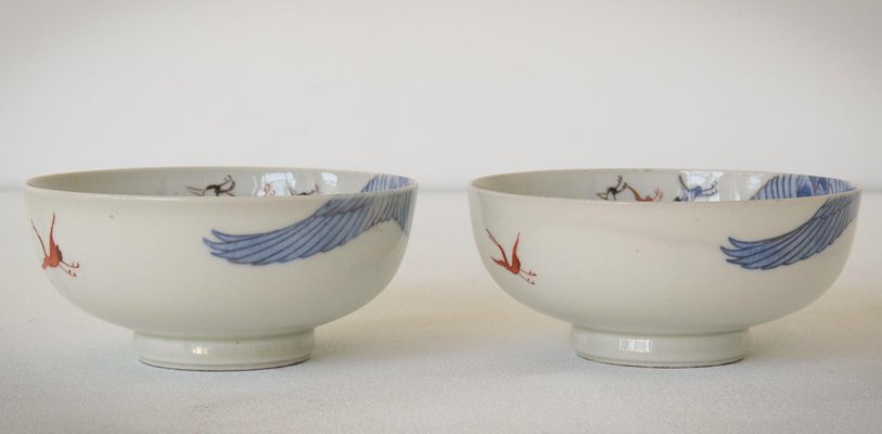 Chinoiserie Bowls with Cranes, Set of 2-AOI-1442437