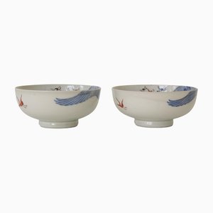 Chinoiserie Bowls with Cranes, Set of 2-AOI-1442437