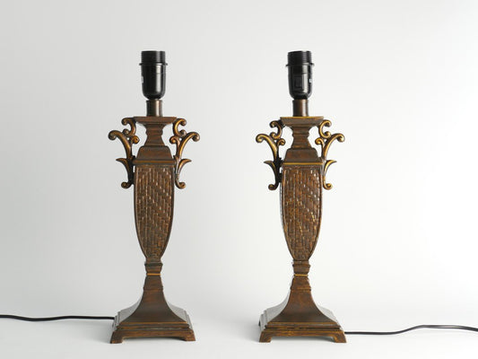 Chinoiserie Faux Rattan Amphora Table Lamps by Aneta, Sweden 1980s, Set of 2