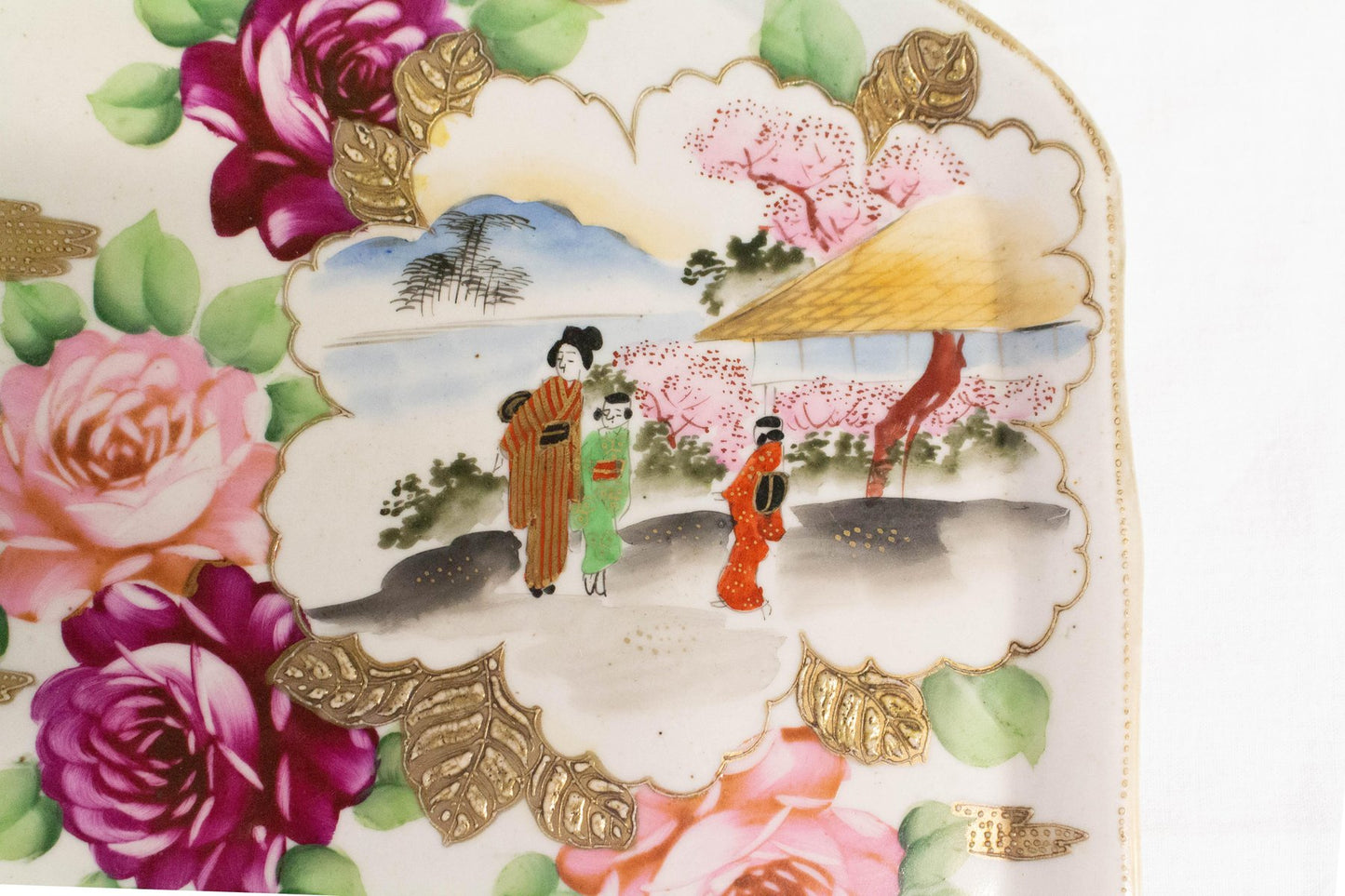 Chinoiserie Hand-Painted Porcelain Plate or Tray, Late 19th Century