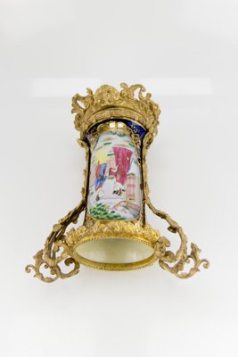 Chinoiserie Style French Gilt Bronze and Hand Painted Porcelain Table Lamp-KEG-1086533